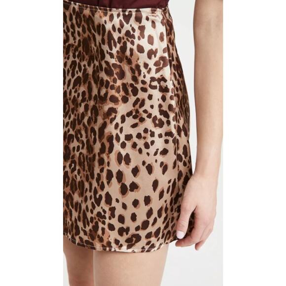 Reformation Benson Leopard Silk Mini Pencil Straight Skirt Brown Women's Size 2 - Picture 3 of 9